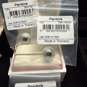 2 Pandora White Mini Murano Glass Charm